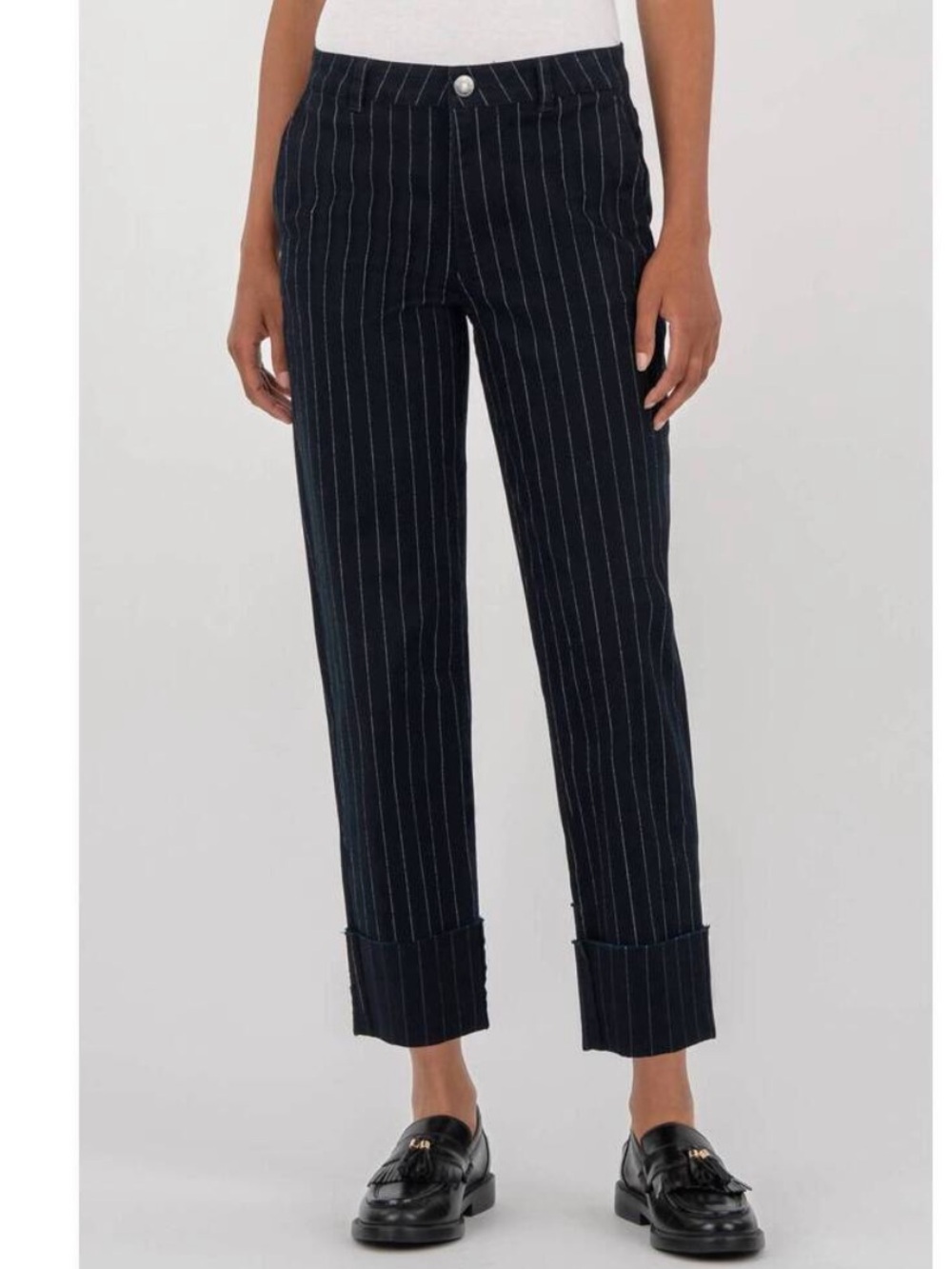 NEW KUT FROM THE KLOTH sienna pinstripe high waist relaxed straight leg jeans 6